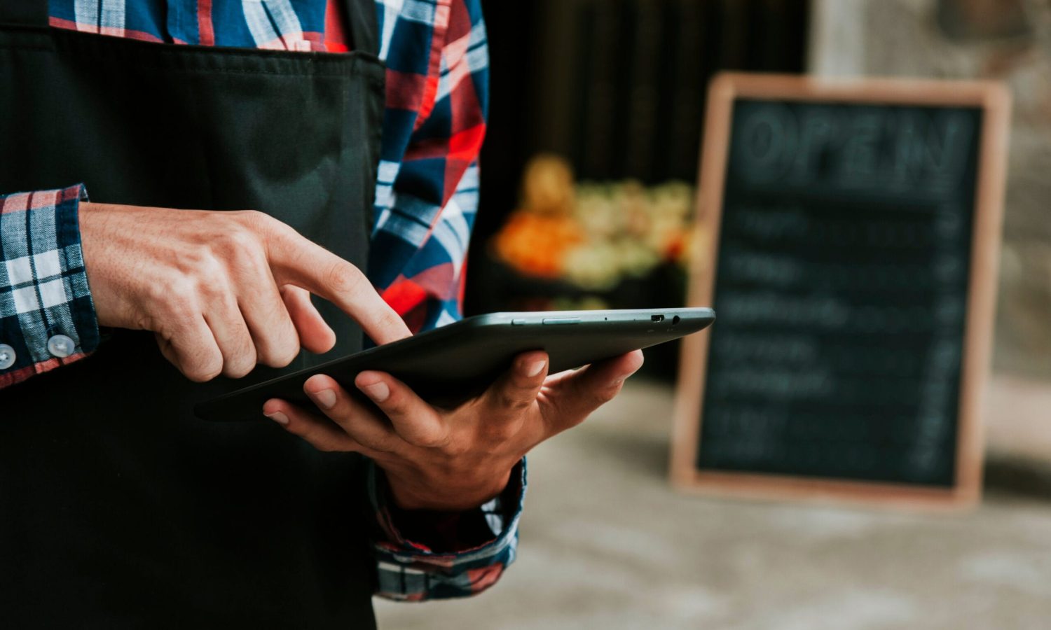 hand man in business with the tablet