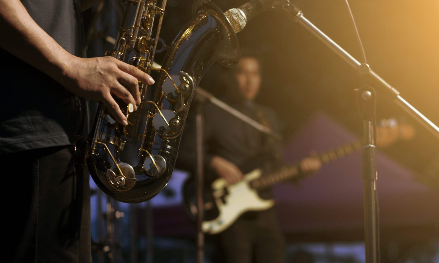 jazz musician playing outdoor concert