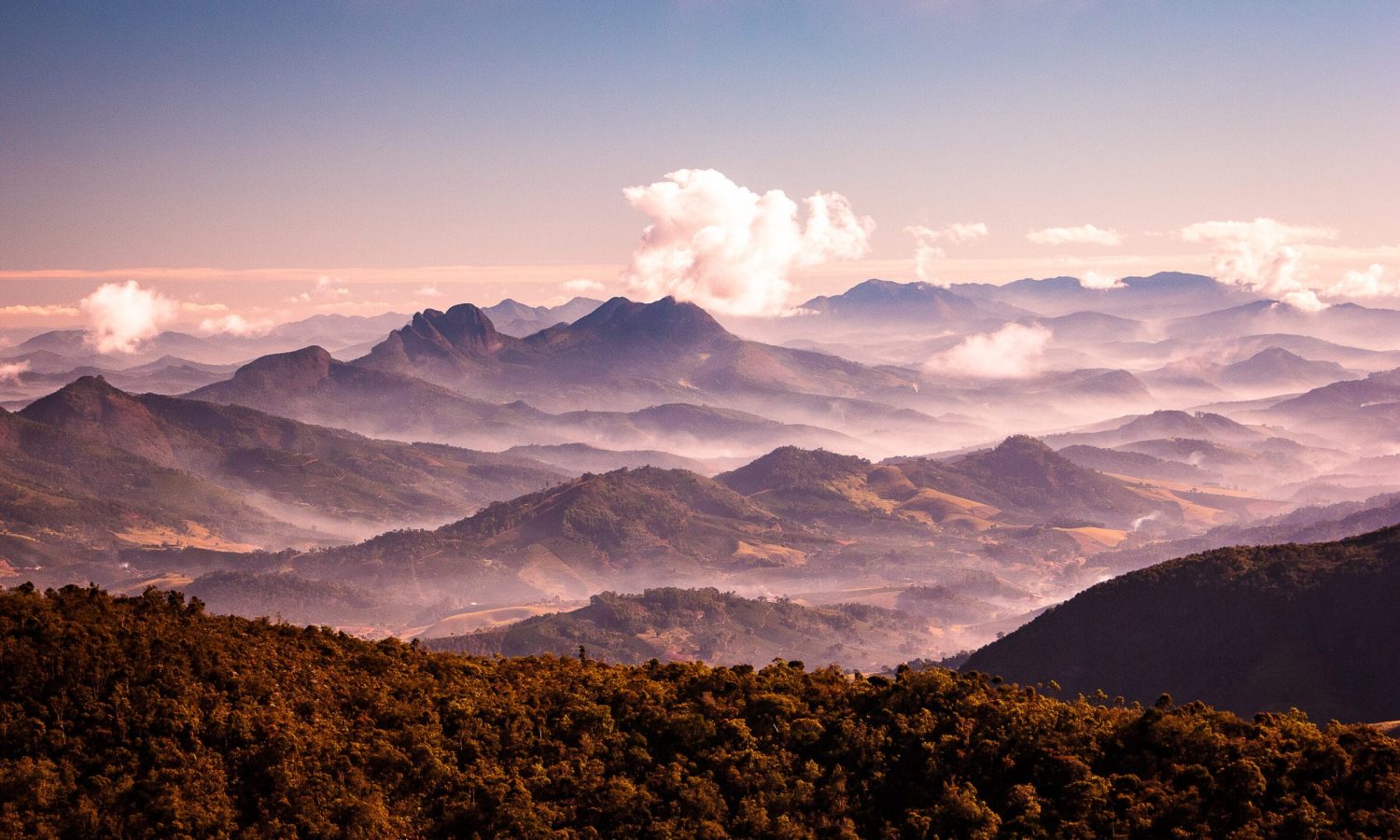 Minas Gerais Landscape. Landscape overlapping mountains. Wilderness area with pristine vegetation and nature. Smooth colors.